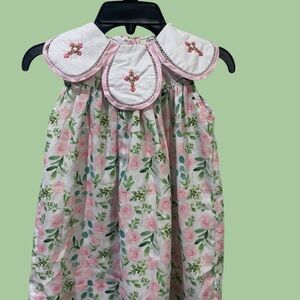 Anna Grace Floral Kids Dress - Pink and White